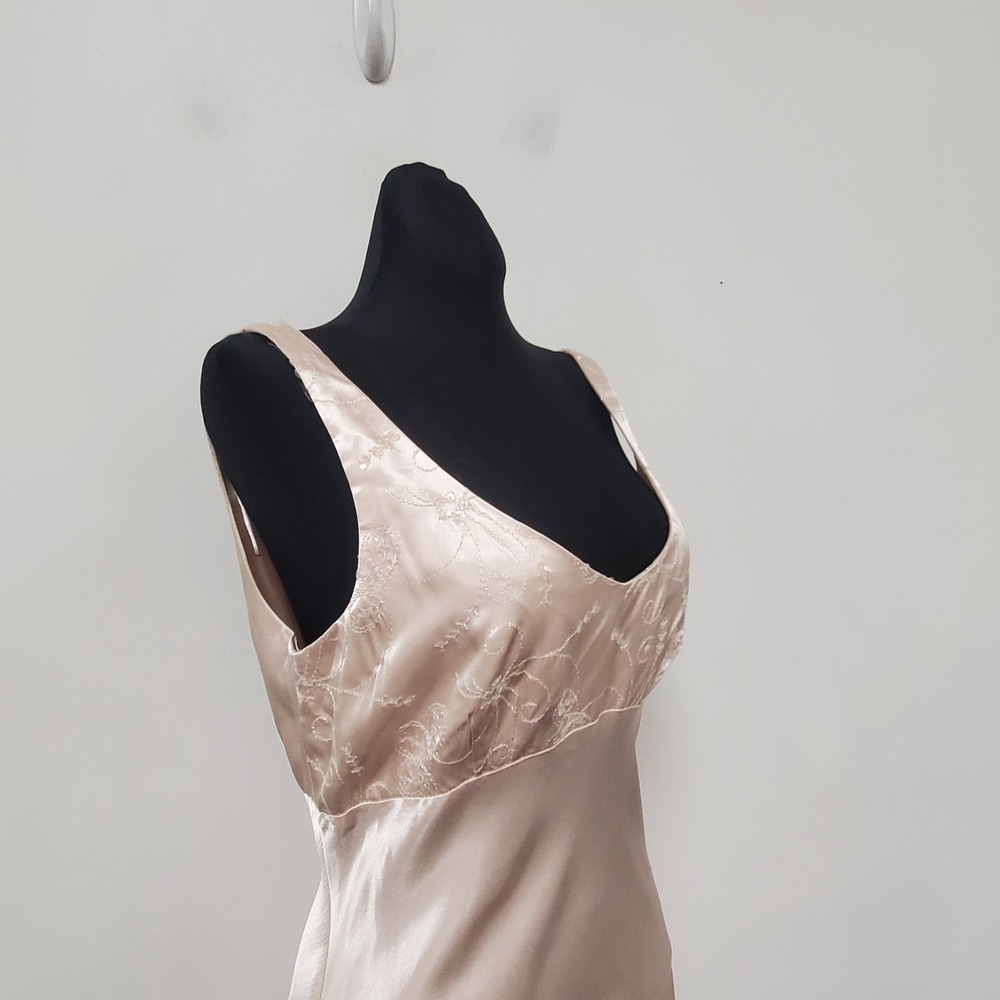 All That Jazz Vtg Empire Waist Satin Gown Size 9/10 Pink Sequin Dress Regency - Picture 2 of 14